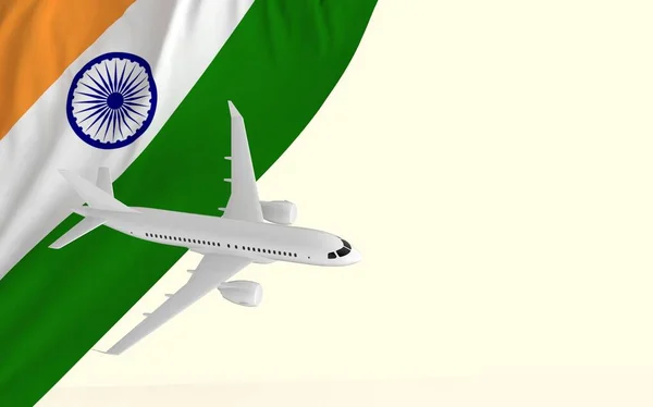 Flight Passenger Vliegtuig Reizen Concept Nationale Vlag Van India Geopolitiek — Stockfoto