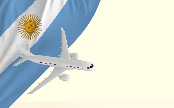 Flight Passenger Airplane Travel Concept National Country Flag Argentina Geopolitics — Stock Photo, Image