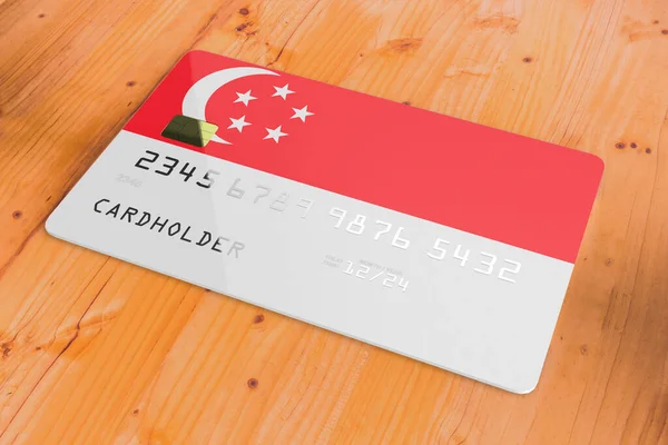 Plastic Credit Bank Debit Card Country Flag Singapore National Banking — Stock Photo, Image