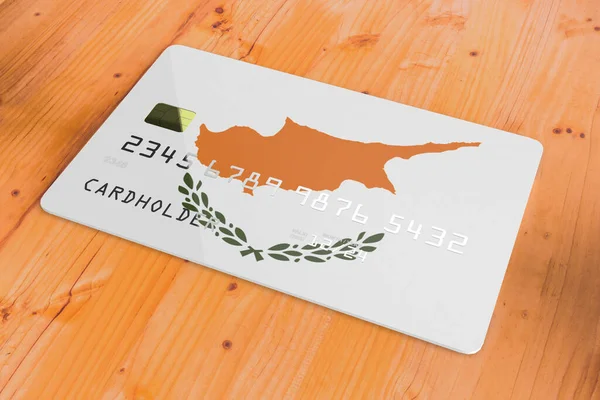 Plast Kredit Eller Bankkort Med Land Flagga Cypern Nationella Banksystemet — Stockfoto