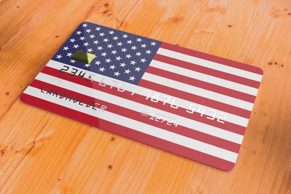 Plastic Creditcard Bankpas Met Landvlag Van Verenigde Staten Van Amerika Rechtenvrije Stockfoto's