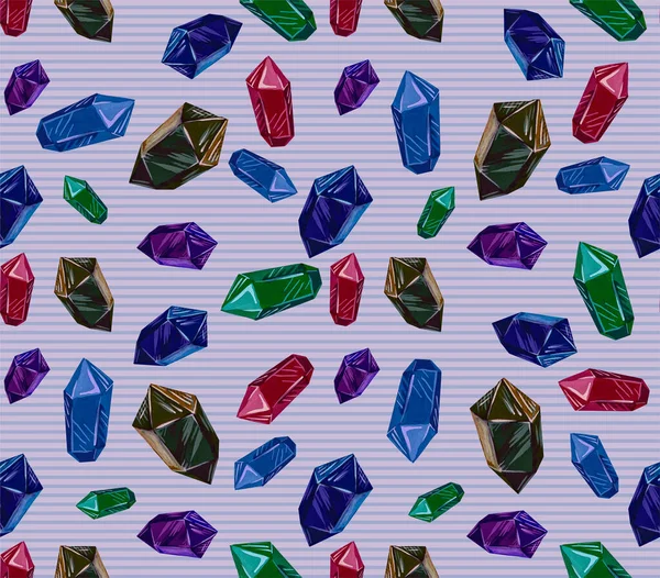 Gems Seamless Pattern Background Multi Colored Crystals Minerals — Stock Photo, Image