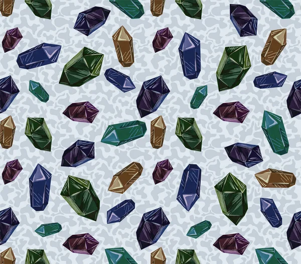 宝石在无缝的模式 多色矿物晶体的背景 — 图库照片