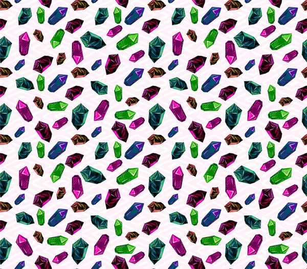 Gems Seamless Pattern Background Multi Colored Crystals Minerals — Stock Photo, Image