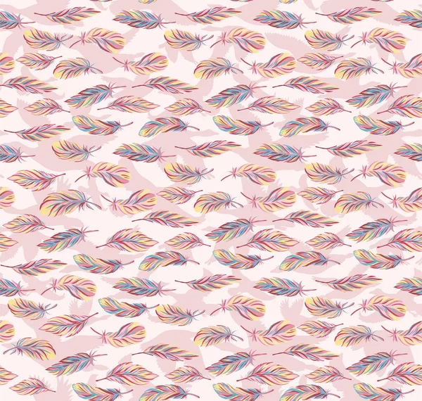 Texturierter Hintergrund Mit Federn Verschiedener Vögel Nahtloses Muster Mit Handgezeichneten — Stockfoto
