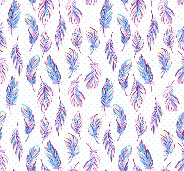 Textured Background Feathers Different Birds Seamless Pattern Hand Drawn Feathers — Stock Photo, Image