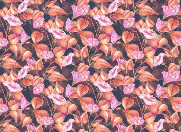 Kräuternahtloses Muster Mit Bemalten Blüten Aus Rosa Schmerle Digitale Kunst — Stockfoto