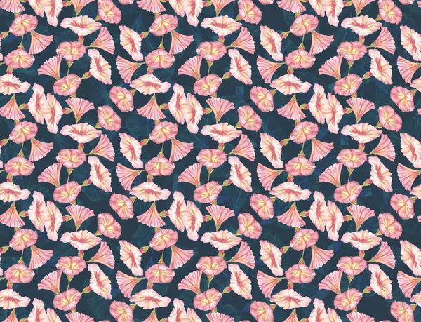 Herbal Seamless Pattern Painted Flowers Pink Loach Digital Art Background — Stock Photo, Image