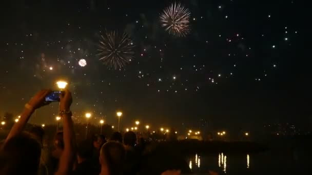 Vuurwerk in Moskou-World World — Stockvideo