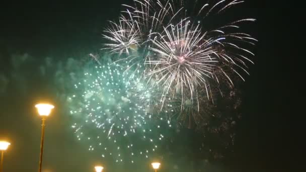 Feuerwerk in der Moskauer Welt (Himmel, Abend) — Stockvideo