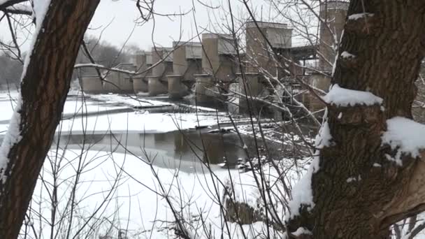 Tamy w zimie na rzece w Moskwie — Wideo stockowe