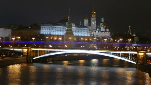 Moscow kremlin por la noche — Vídeos de Stock