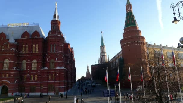 Moskova Kremlin ve Rus bayrağı — Stok video