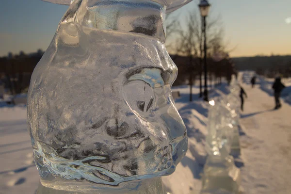 Eisskulptur einer Katze im Winter — Stockfoto