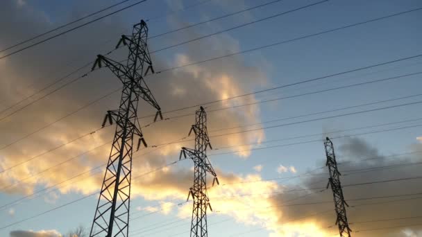 Power Poles on The Background of Clouds. — Stock Video