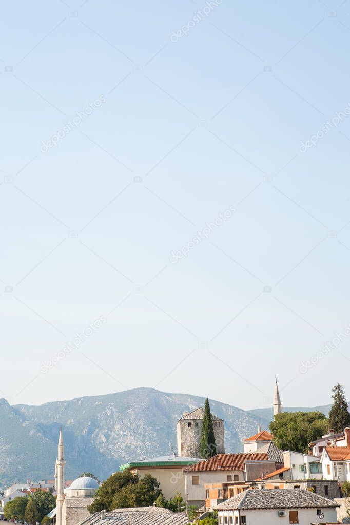 Cityscape of Mostar, Bosnia and Herzegovina. Architecture travel background. High quality photo