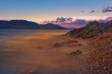 Okanagan Lake Sunset, Kelowna British Columbia Canada clipart