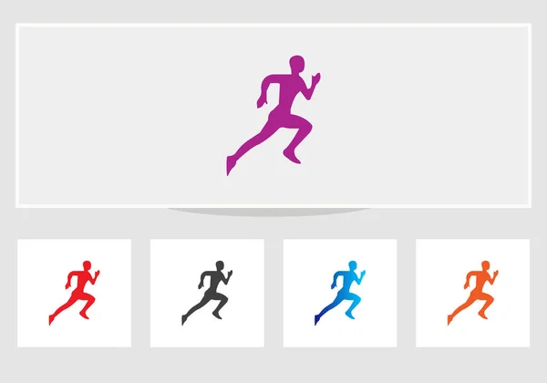 Zdrowy Maraton Biegaczy Sportowców Sprinting Odznaki Wektor — Wektor stockowy