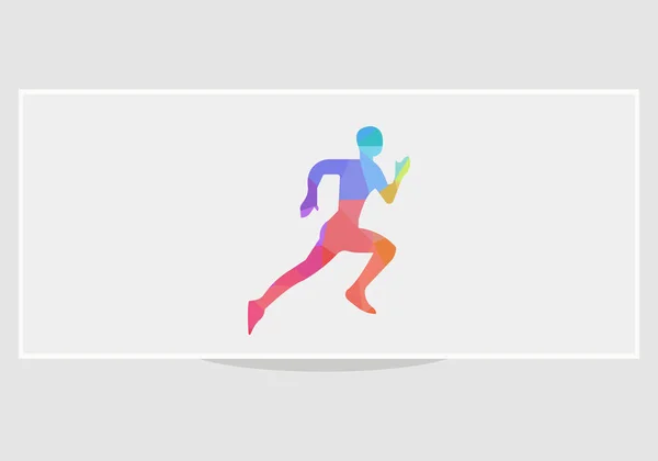 Healthy Geometric Running Marathon Athletes Sprinting Badges Vector — Stock Vector