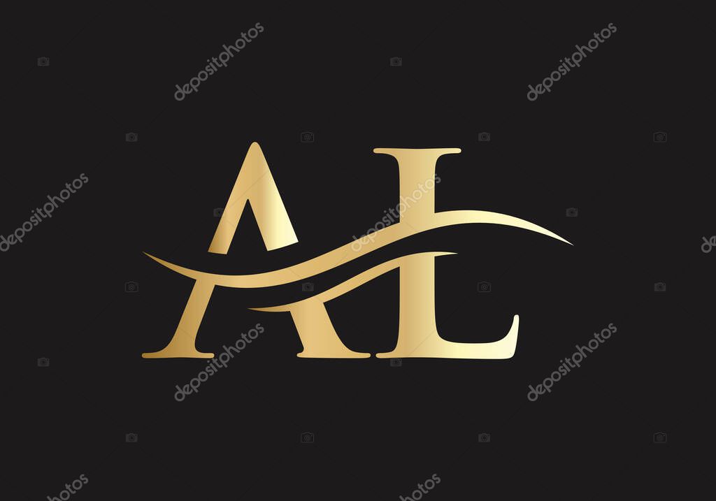 A logo design. Creative and Minimalist letters al   Logo Design with water wave concept.