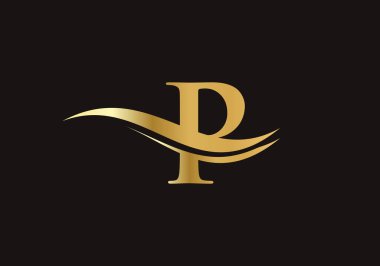 Bir logo tasarımı. Yaratıcı ve Minimalist harf p logosu tasarımı ve su dalgası konsepti. 