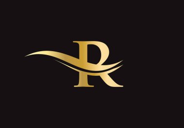 Bir logo tasarımı. Su dalgası konseptli yaratıcı ve minimalist harf r Logo Tasarımı. 