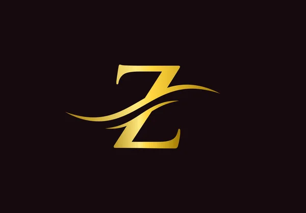 Zロゴデザイン 創造的かつミニマリズム文字Z水波の概念とロゴデザイン — ストックベクタ