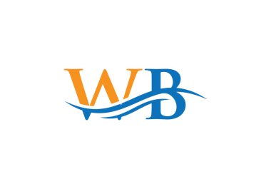Yaratıcı Modern İş Tipografi Vektörü Şablonuna sahip ilk WB Harf Logosu.
