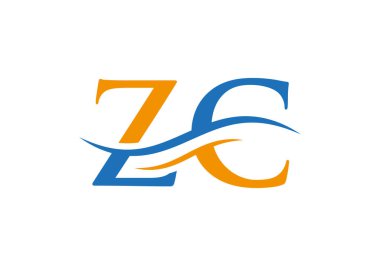 ZC Modern, eşsiz, zarif, minimal. ZC başlangıç tabanlı harf simgesi logosu. 