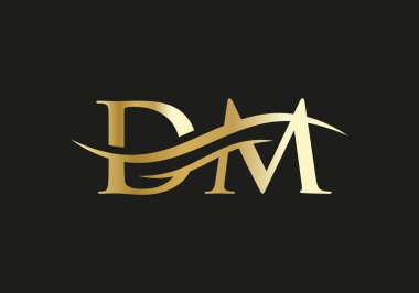 İş ve şirket kimliği için DM Mektup Bağlantılı Logo. Yaratıcı Harf DM Logo Vektör Şablonu.
