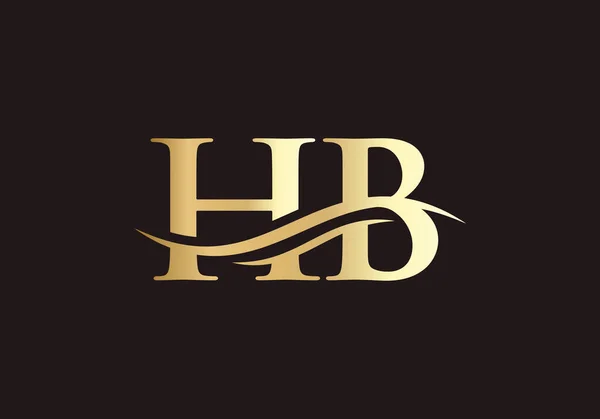 水波Hb标志向量 Swoosh Letter Logo Design Business Company Identity — 图库矢量图片