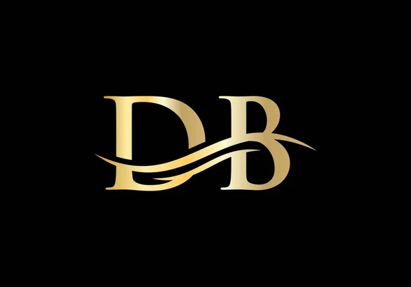 Lüks markalaşma için DB logosu. Şirketiniz için altın rengi şık ve şık bir tasarım..