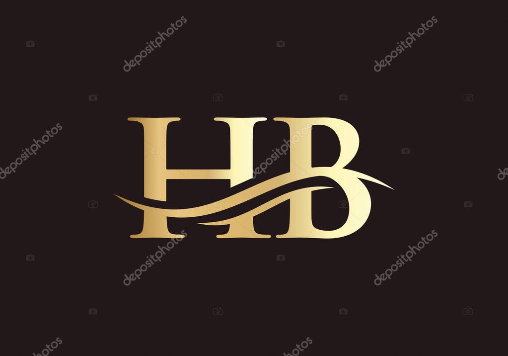Water Wave HB Logo Vector. Swoosh Letter HB Logo Design for business and company identity.