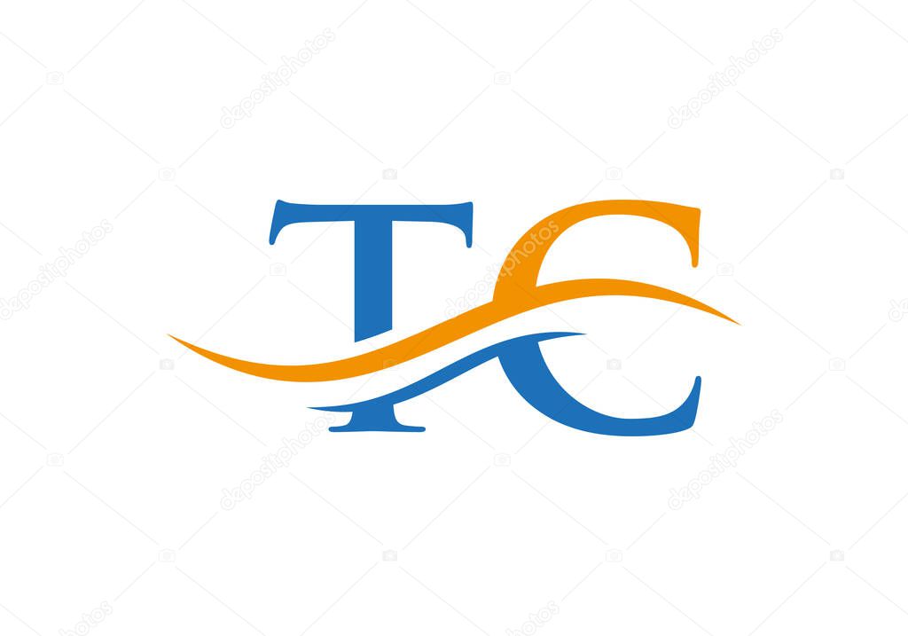 TC logo design, Swoosh Letter TC Logo Design for business and company identity.