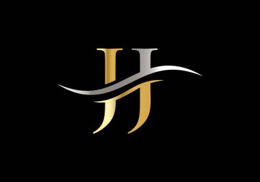 JJ harfleri Modern Moda logosunu altın rengine boyuyor. İşletme tabelası için JJ Logo tasarımı