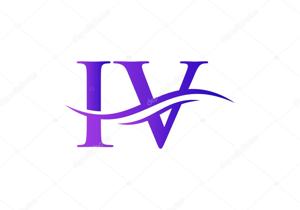 Modern IV logo design swoosh. vector, IV logo for business and company identity