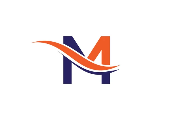 水波M标志向量 Swoosh Letter Logo Design Business Company Identity 具有豪华概念的创意M字 — 图库矢量图片