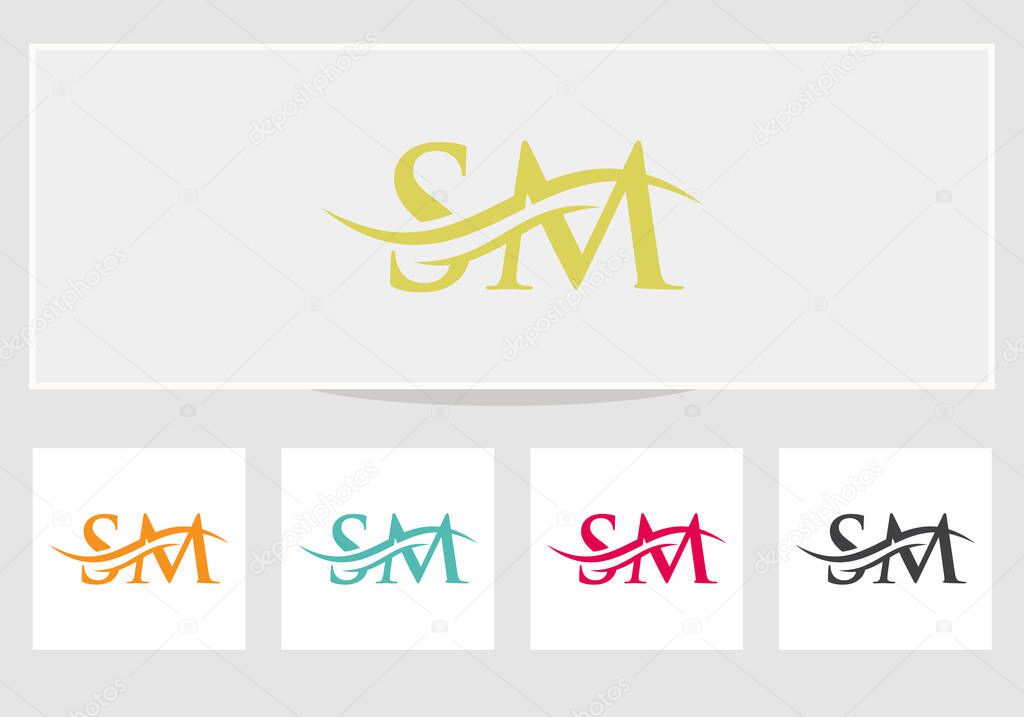 SM Modern creative unique elegant minimal. SM initial based letter icon logo.