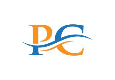 Bilgisayar logosu tasarımı. Premium Vektör PC Logosu. Lüks markalaşma için güzel Logotype.