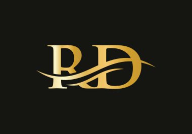 İlk Altın Harf RD Logo Tasarımı Siyah Arkaplan