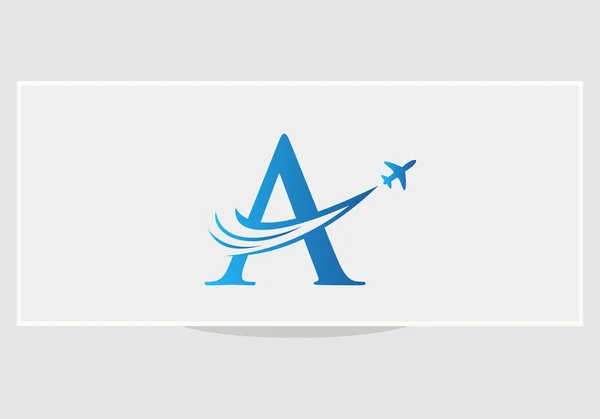 Logotipo Avião Seta Aviação Carta Logotipo Viagem Carta Air Travel — Vetor de Stock