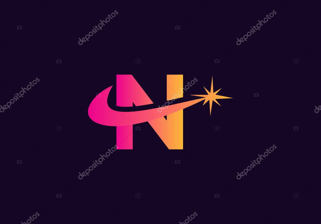 Modern Abstract N letter logo design with spark concept. Spark N logo design
