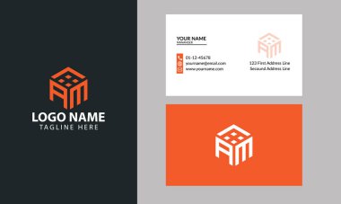 AM Cube logo tasarım şablonu iş kartvizitli emlak için