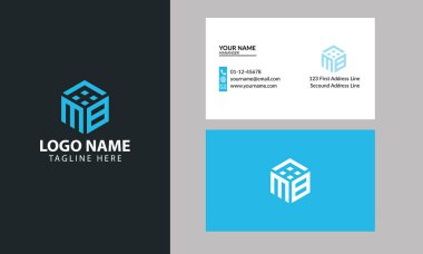 Kartvizitli emlak için MB Küp logo tasarımı şablonu