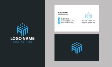 AM logo tasarım vektörü. AM kübü logo vektör şablonu. Teknoloji için AM harfi logosu