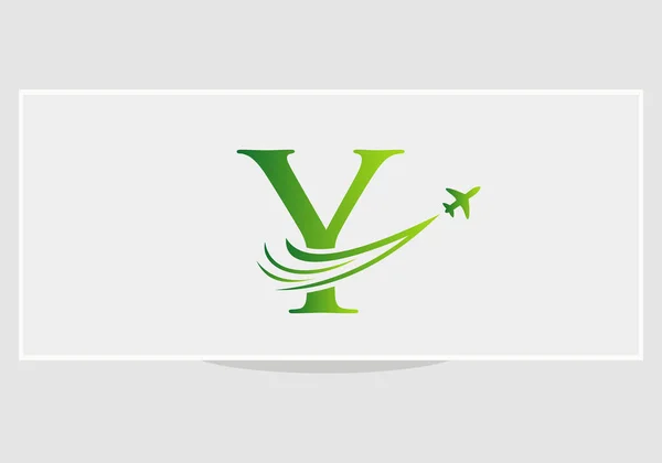 Air Travel Logo Design Com Letra Carta Concept Avião Logotipo — Vetor de Stock