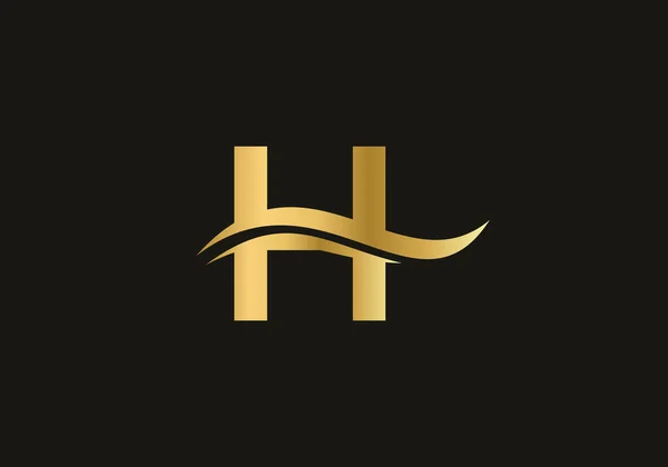 Logosu Tasarımı Dalgası Konseptli Yaratıcı Minimalist Harfi Logosu Tasarımı — Stok Vektör