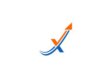 İşletme logosu şablon dizayn eder. Finansal Veri Büyüme Logosu Tasarım Vektör Stoku. X harfli yükselen çubuk grafik logosu