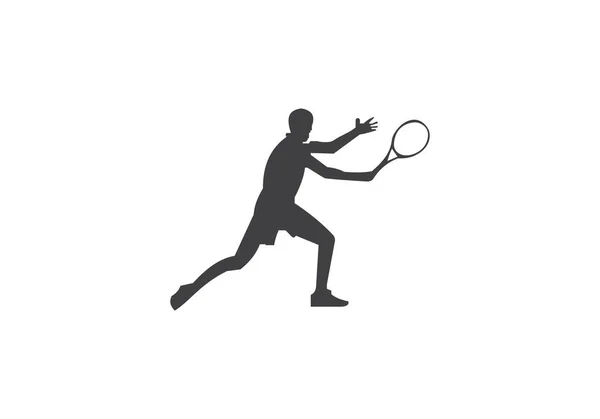 Tenis Jugador Icono Vector Ilustración Tenista Negro Silueta Vector Ilustración — Archivo Imágenes Vectoriales