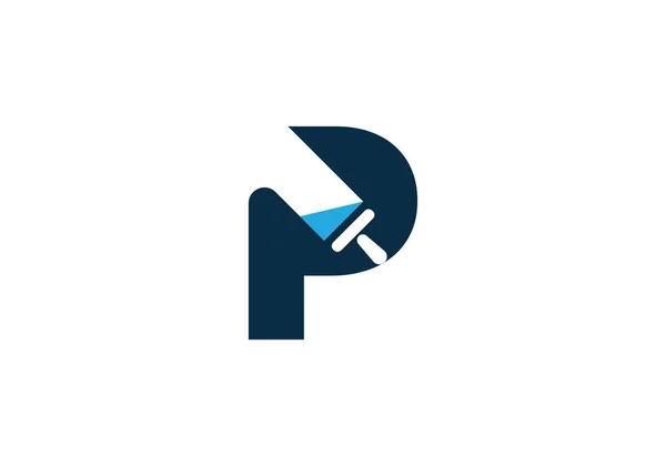 クリーニングサービスロゴデザインのアイデア 建物や家の掃除のロゴ P文字付きメイドロゴデザイン — ストックベクタ